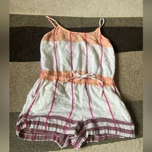 Lou & Grey Size S Striped Casual Pink/Orange/White Romper